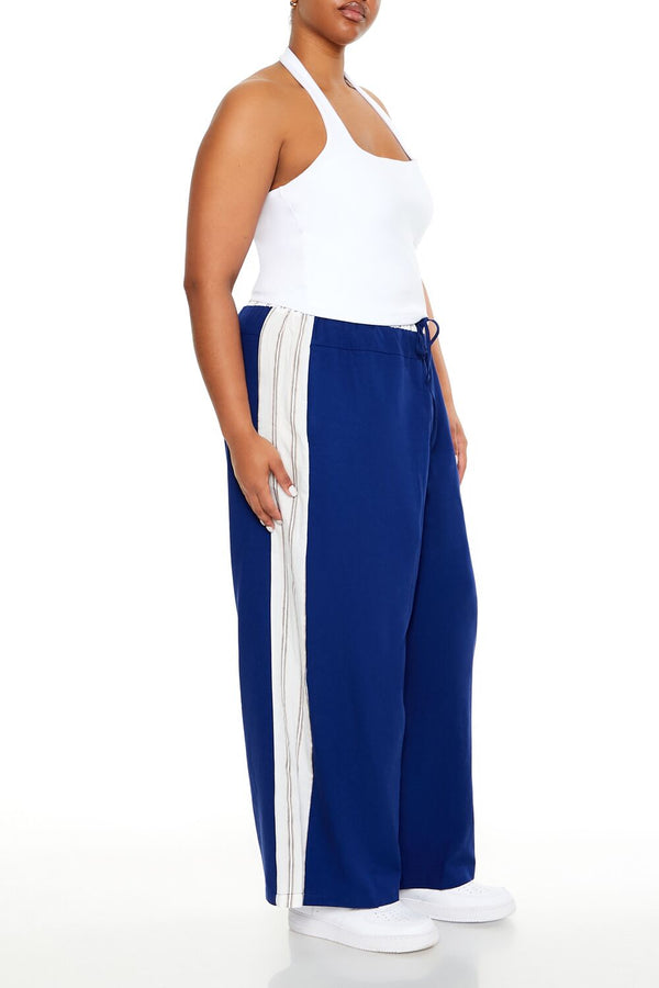 Forever21 Plus Size Striped Wide-Leg Pants BLUE/WHITE