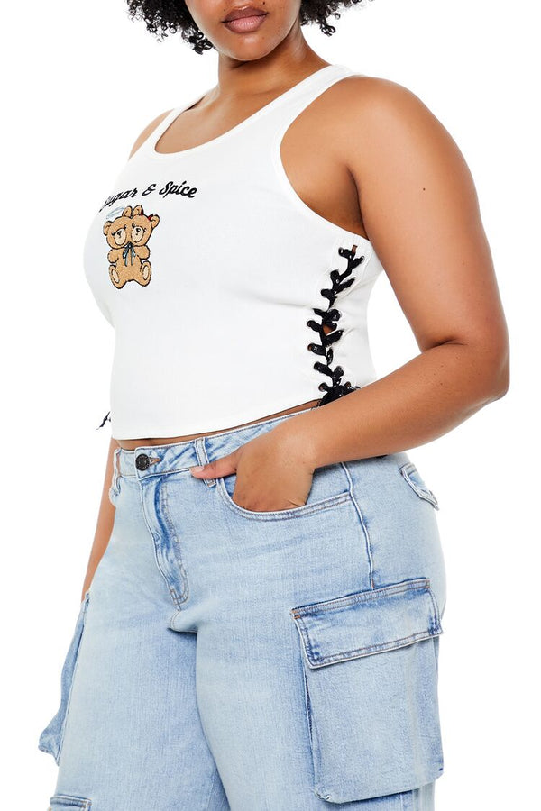 Forever21 Plus Size Sugar & Spice Tank Top WHITE/MULTI