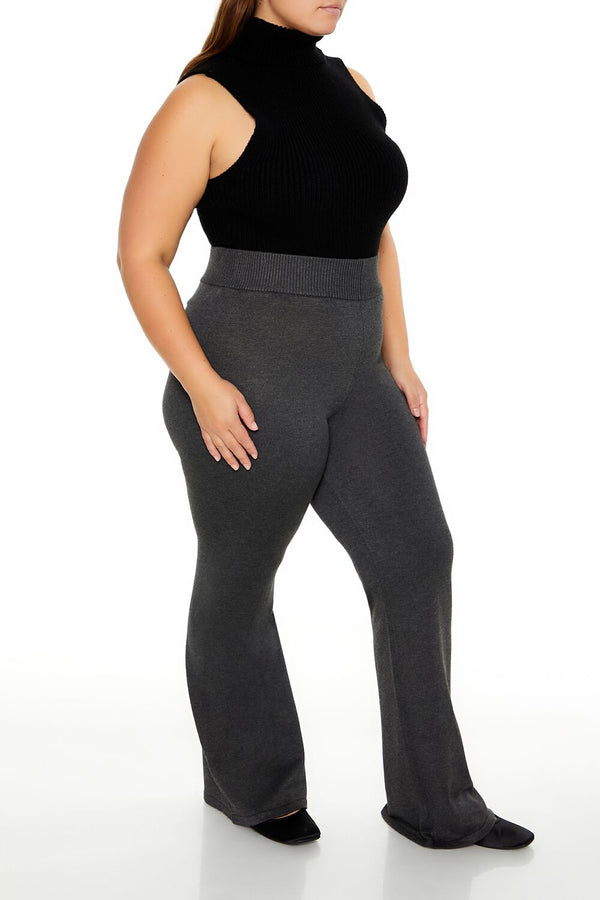 Forever21 Plus Size Sweater-Knit Flare Pants CHARCOAL