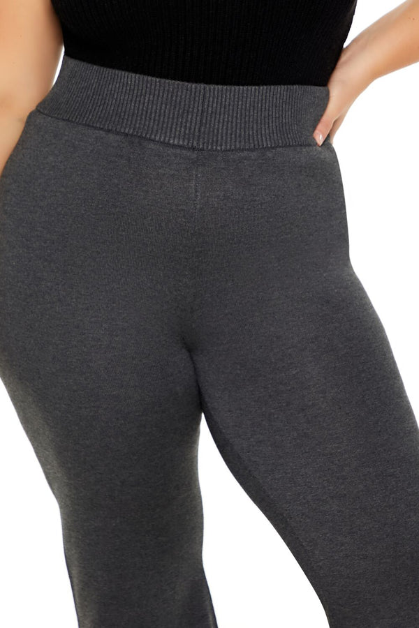 Forever21 Plus Size Sweater-Knit Flare Pants CHARCOAL