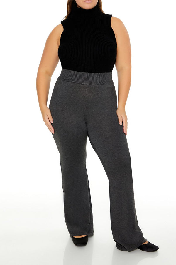 Forever21 Plus Size Sweater-Knit Flare Pants CHARCOAL