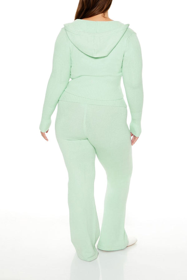 Forever21 Plus Size Sweater-Knit Flare Pants SEAFOAM
