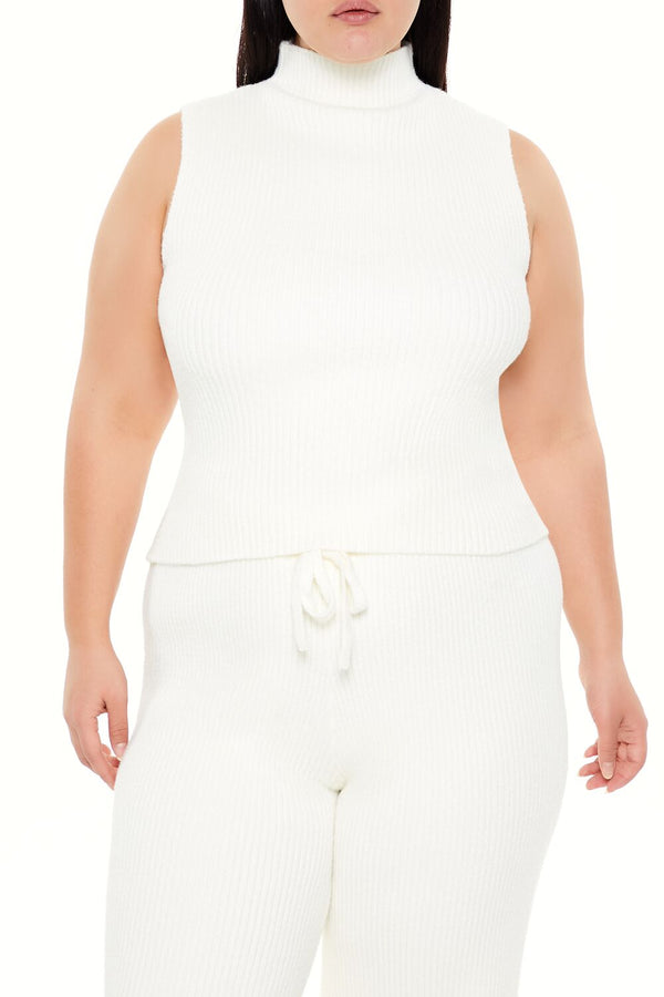 Forever21 Plus Size Sweater-Knit Turtleneck Crop Top EGRET