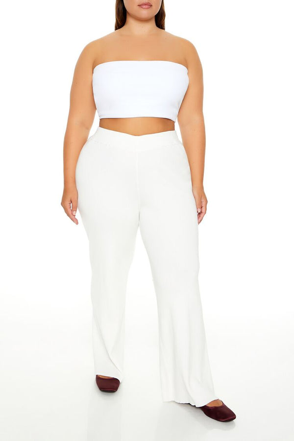 Forever21 Plus Size Sweater-Knit Wide-Leg Pants CREAM