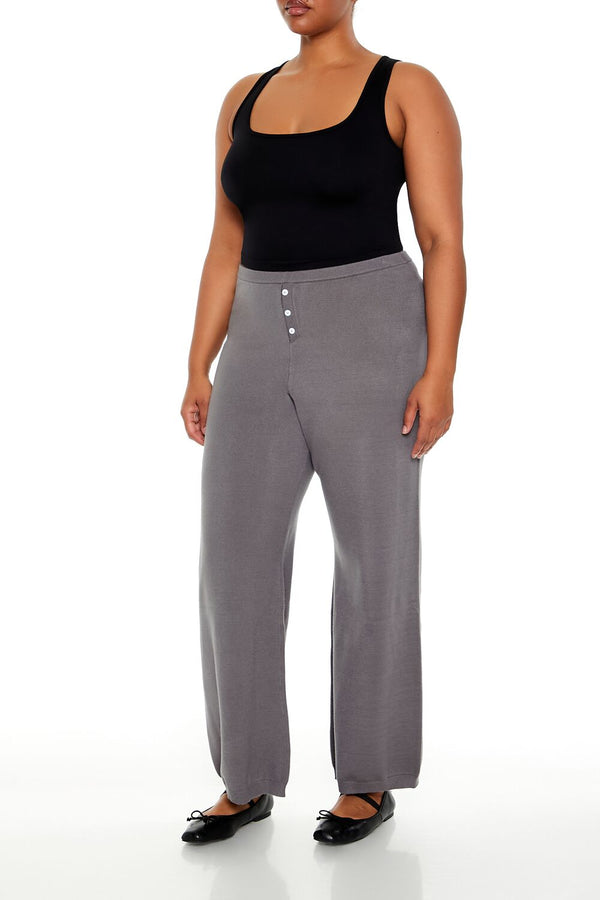 Forever21 Plus Size Sweater-Knit Wide Pants DARK GREY