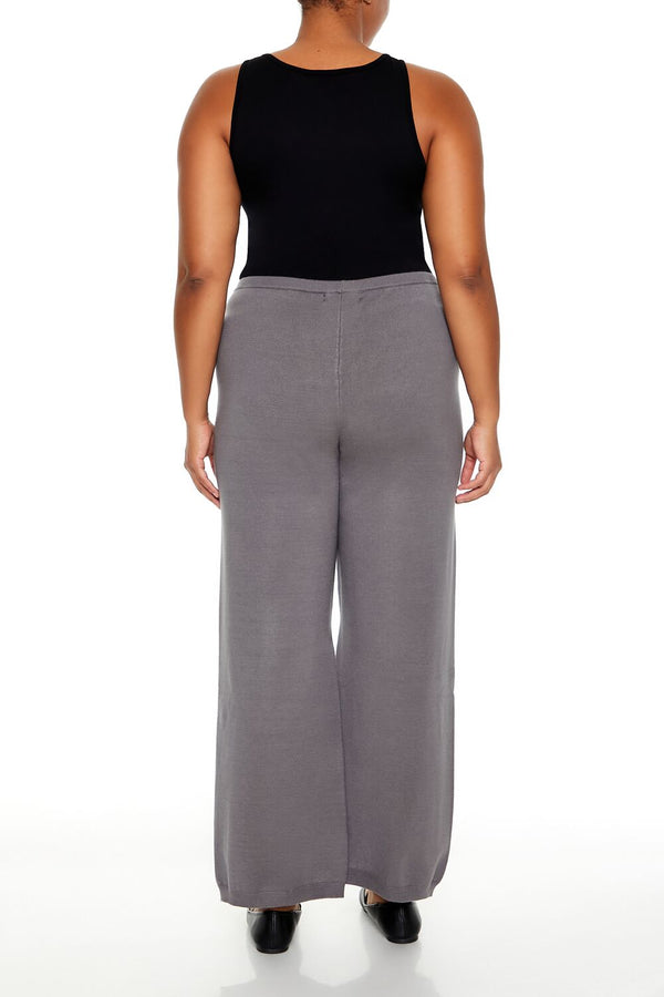 Forever21 Plus Size Sweater-Knit Wide Pants DARK GREY