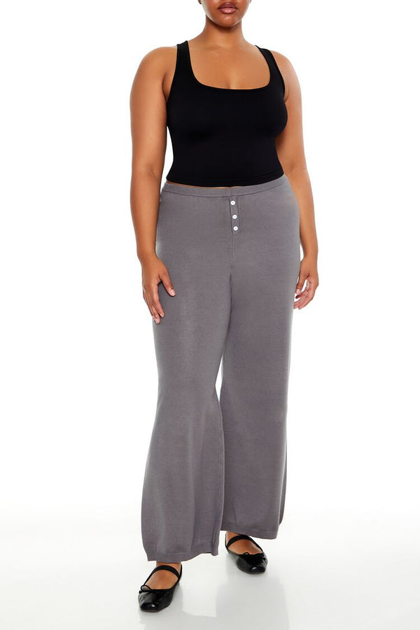 Forever21 Plus Size Sweater-Knit Wide Pants DARK GREY