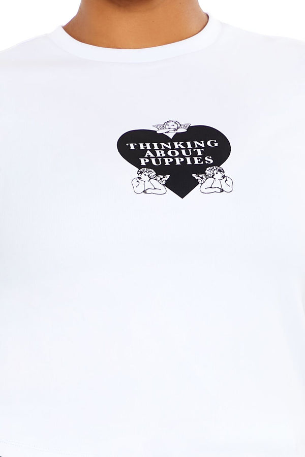 Forever21 Plus Size Thinking About Puppies Tee WHITE/MULTI
