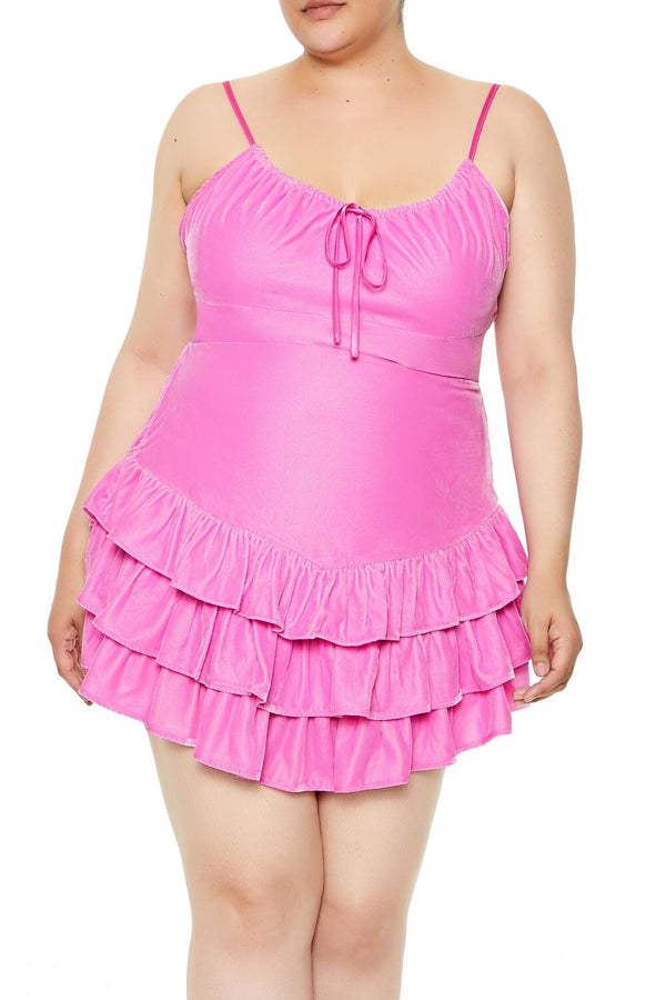 Forever21 Plus Size Tiered Velvet Mini Dress AZALEA