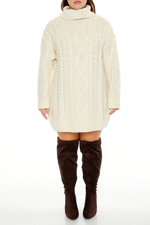 Forever21 Plus Size Turtleneck Mini Sweater Dress CREAM
