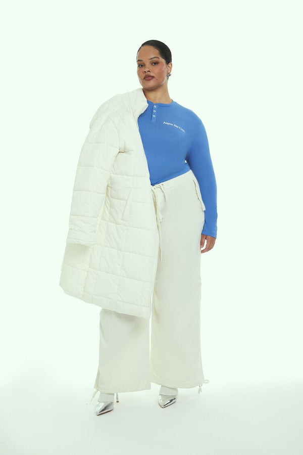 Forever21 Plus Size Velvet Wide-Leg Drawstring Joggers EGRET