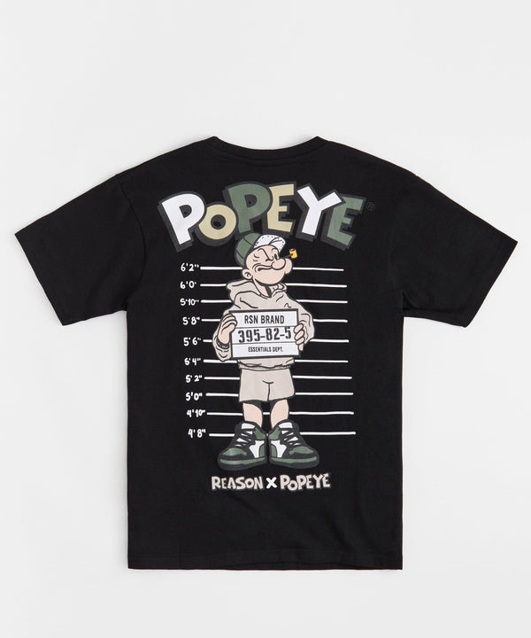 Forever21 Popeye Mugshot Embroidered Short Sleeve Tee - Black BLACK