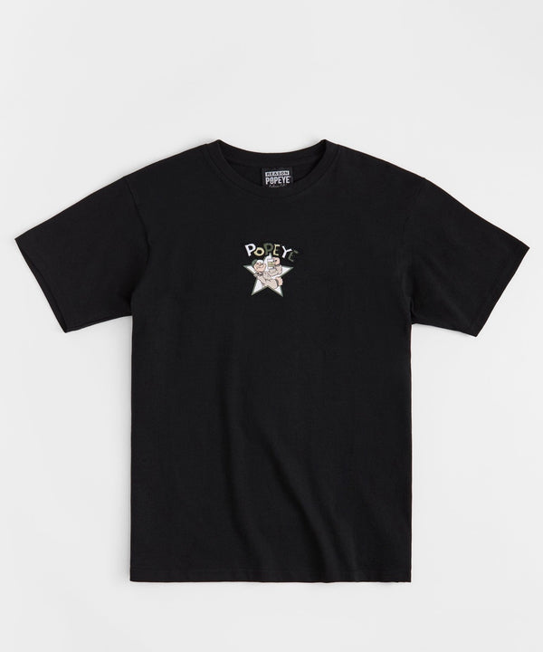 Forever21 Popeye Mugshot Embroidered Short Sleeve Tee - Black BLACK