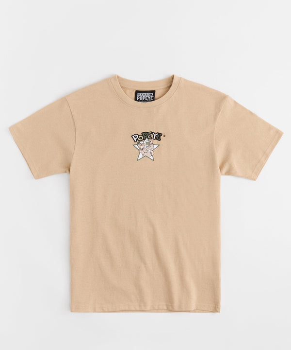 Forever21 Popeye Mugshot Embroidered Short Sleeve Tee - Tan TAN