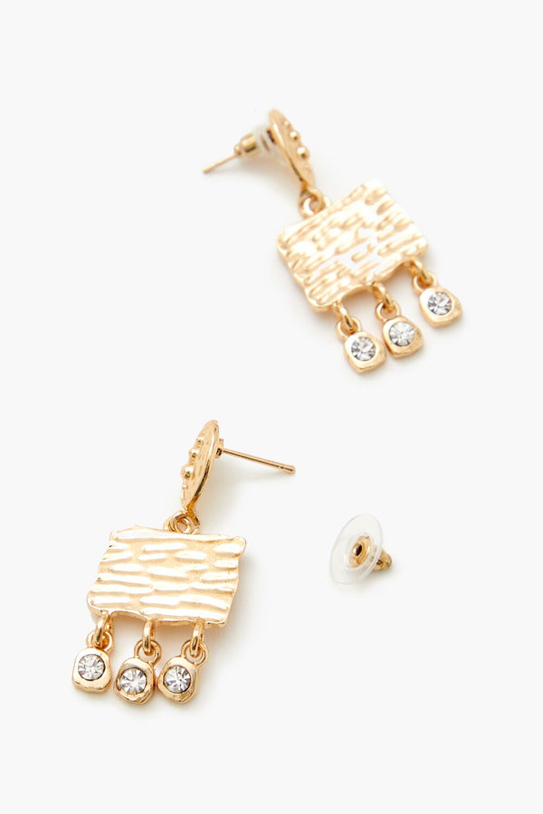 Forever21 Rhinestone Chandelier Earrings GOLD/CLEAR
