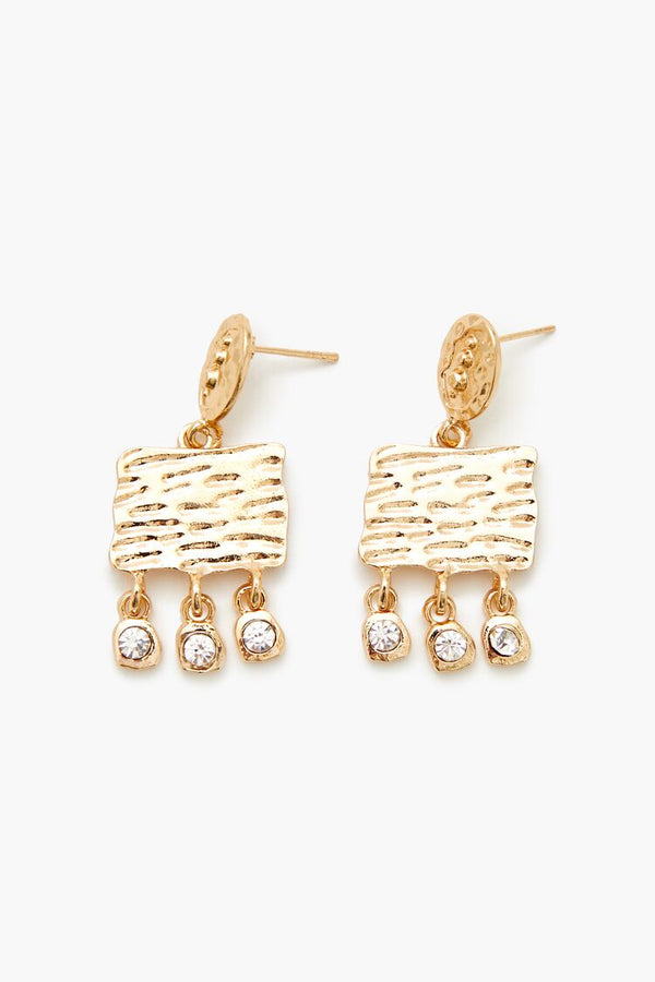 Forever21 Rhinestone Chandelier Earrings GOLD/CLEAR