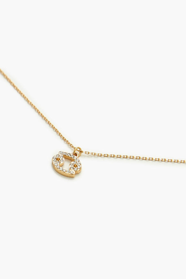 Forever21 Rhinestone Zodiac Charm Necklace GOLD/CANCER