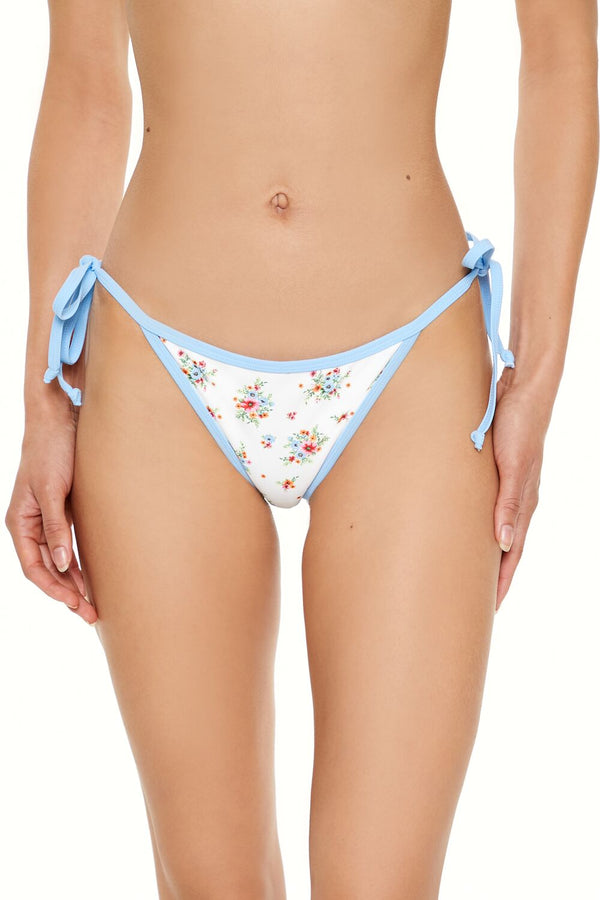 Forever21 Romantic Floral String Bikini Bottoms BLUE WATER/MULTI