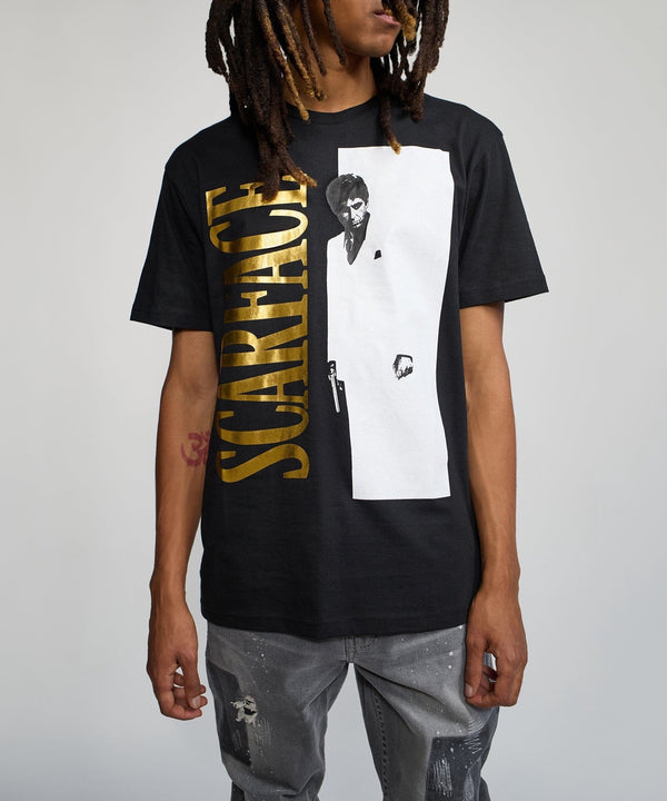 Forever21 Scarface Gold Foil Short Sleeve Tee - Black BLACK