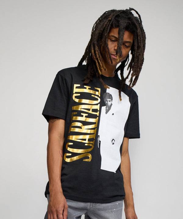 Forever21 Scarface Gold Foil Short Sleeve Tee - Black BLACK
