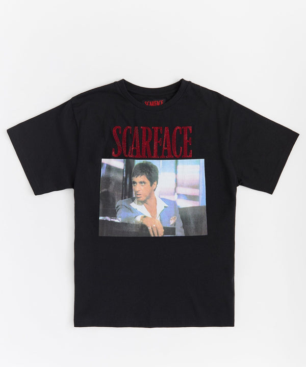 Forever21 Scarface Rhinestone Short Sleeve Tee - Black BLACK