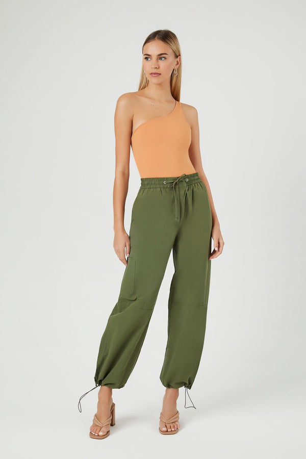 Forever21 Sculpt Shape One-Shoulder Bodysuit TOASTED ALMOND