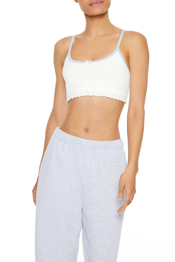 Forever21 Seamless Bow Longline Bralette WHITE/BLUE
