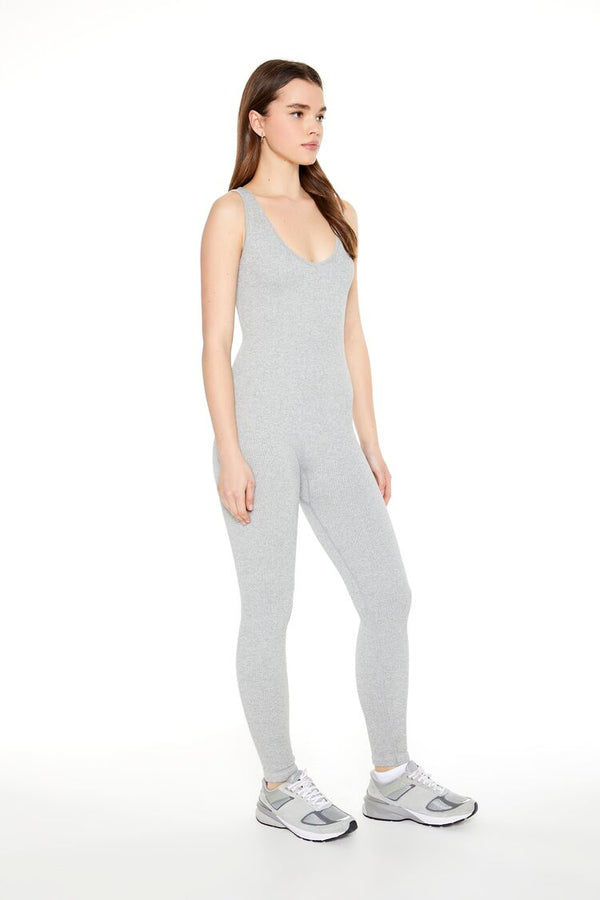 Forever21 Seamless Scoop-Neck Tank Jumpsuit HEATHER GREY