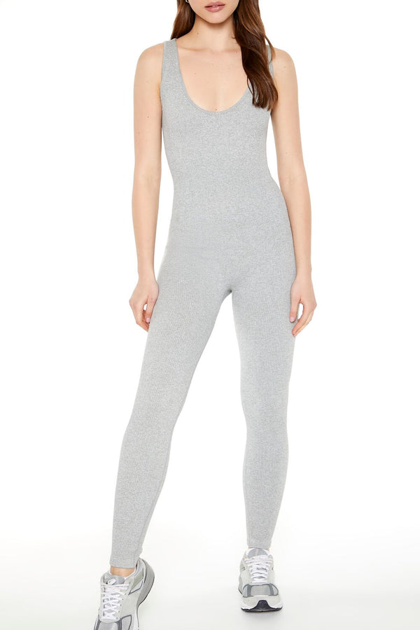 Forever21 Seamless Scoop-Neck Tank Jumpsuit HEATHER GREY