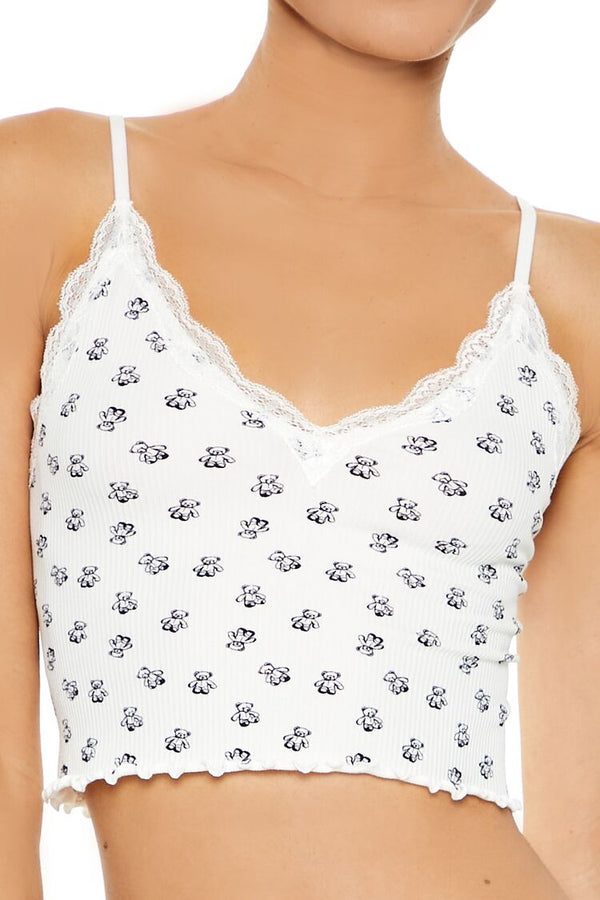 Forever21 Seamless Teddy Bear Bralette VANILLA/BLACK
