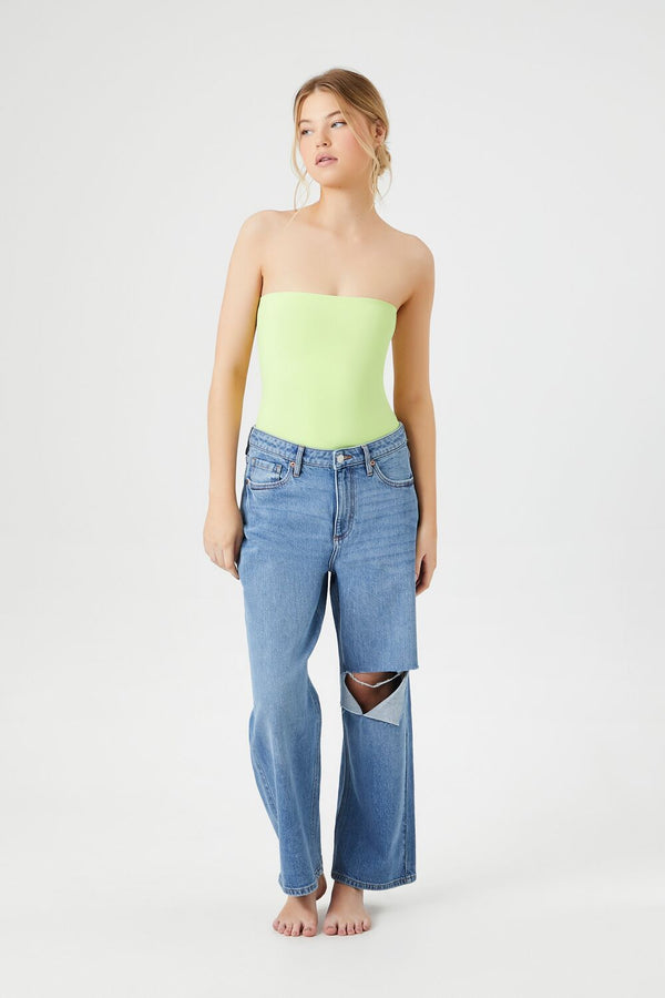 Forever21 Seamless Tube Lingerie Bodysuit PALE GREEN