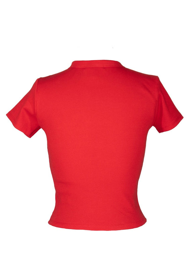 Forever21 Sequin Teddy Bear Graphic Baby Tee RED/MULTI