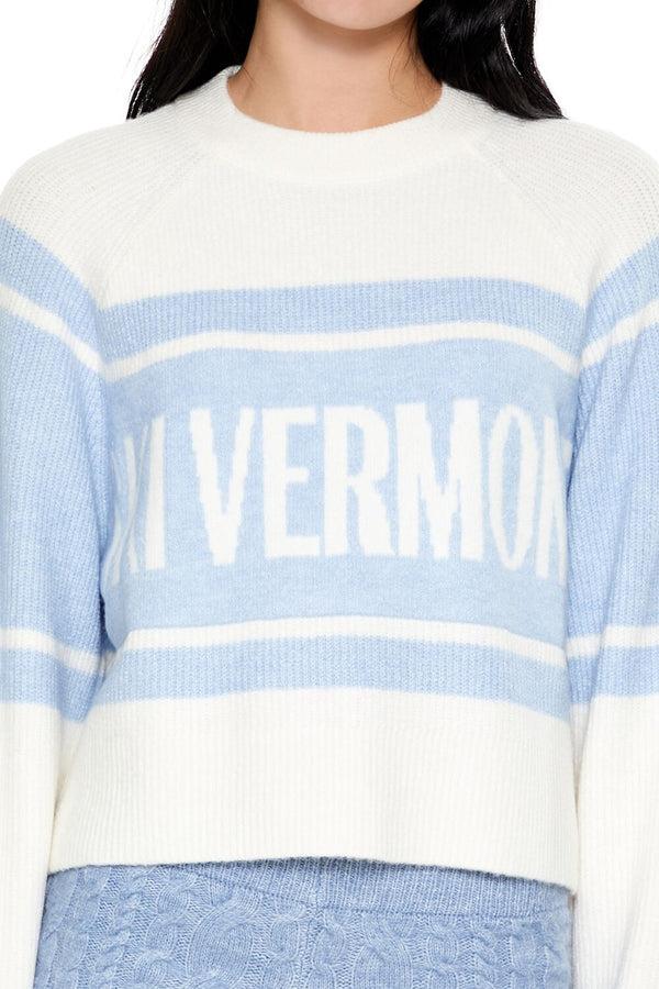 Forever21 Ski Vermont Colorblock Sweater WHITE/BLUE