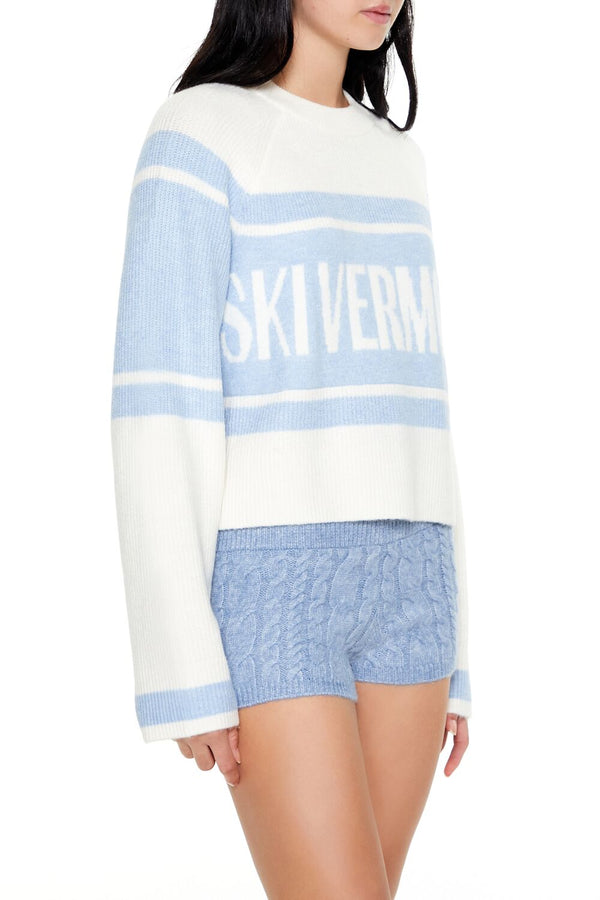 Forever21 Ski Vermont Colorblock Sweater WHITE/BLUE