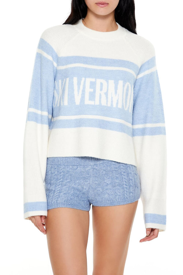 Forever21 Ski Vermont Colorblock Sweater WHITE/BLUE