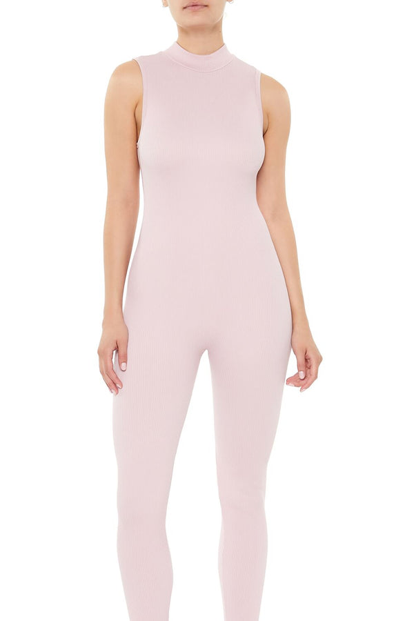 Forever21 Sleeveless Mock Neck Jumpsuit LILAC SHEEN