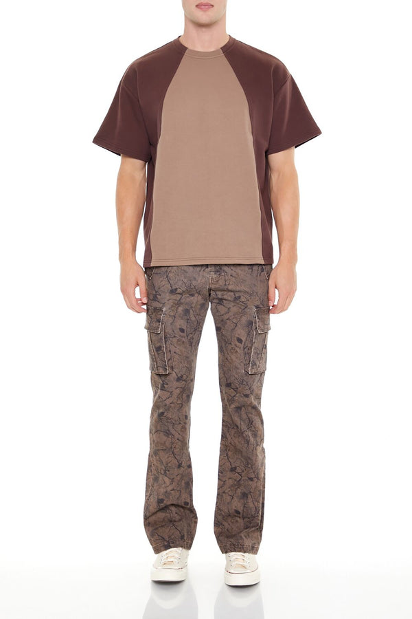 Forever21 Slim-Fit Leaf Print Cargo Pants BROWN/MULTI