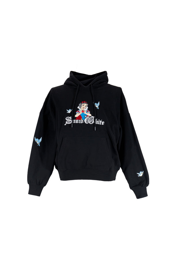 Forever21 Snow White Embroidered Hoodie BLACK/MULTI