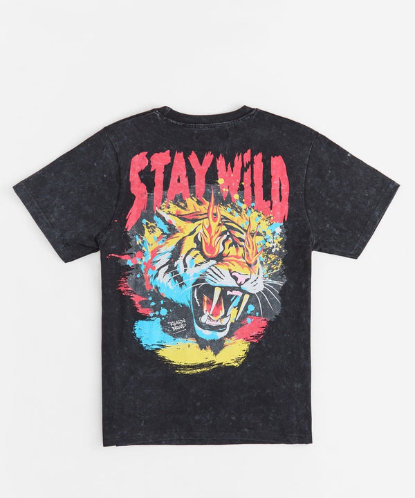 Forever21 Stay Wild Embroidered Short Sleeve Tee - Charcoal CHARCOAL