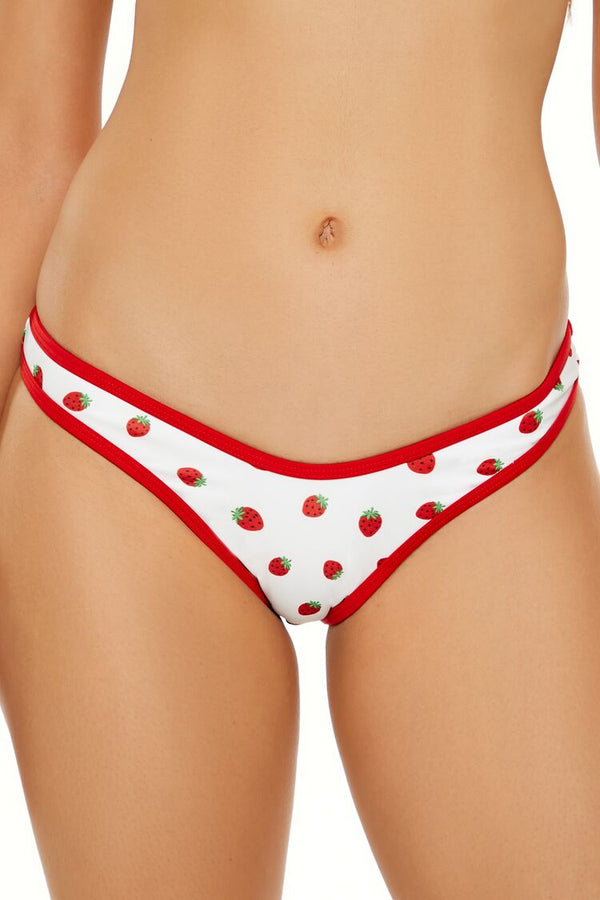 Forever21 Strawberry High-Leg Bikini Bottoms WHITE/MULTI