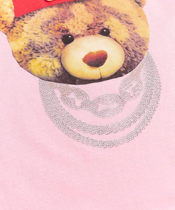 Forever21 Teddy Rhinestone Short Sleeve Tee - Pink PINK