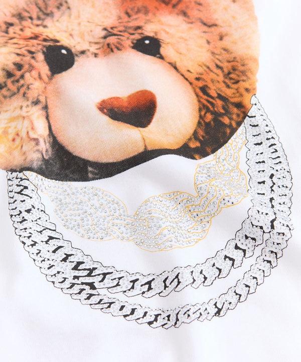 Forever21 Teddy Rhinestone Short Sleeve Tee - White WHITE