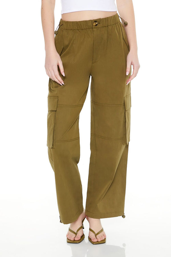 Forever21 Toggle Drawstring Cargo Joggers DARK OLIVE
