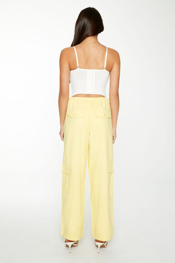 Forever21 Twill Toggle Drawstring Cargo Pants YELLOW