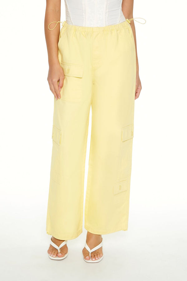 Forever21 Twill Toggle Drawstring Cargo Pants YELLOW