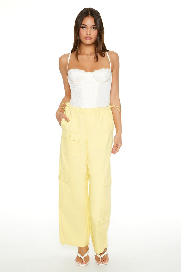 Forever21 Twill Toggle Drawstring Cargo Pants YELLOW