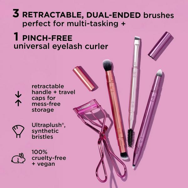 Ulta Real Techniques  Double Time Makeup Brush + Lash Curler Set