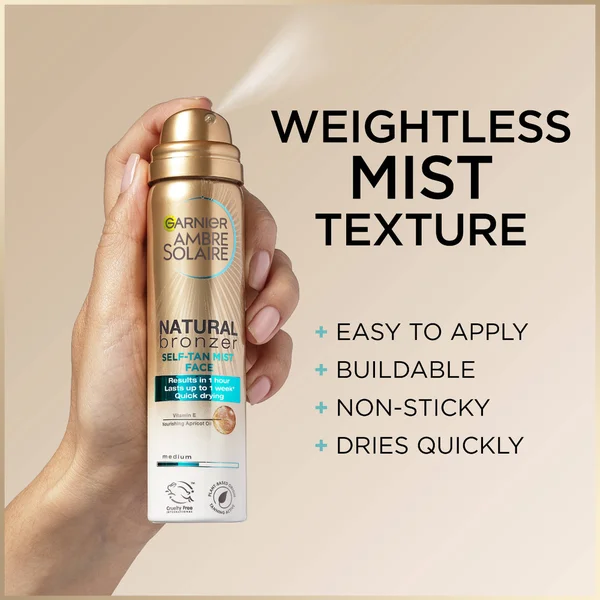 Ambre Solaire Natural Bronzer Quick Drying Dark Self Tan Face Mist 75ml