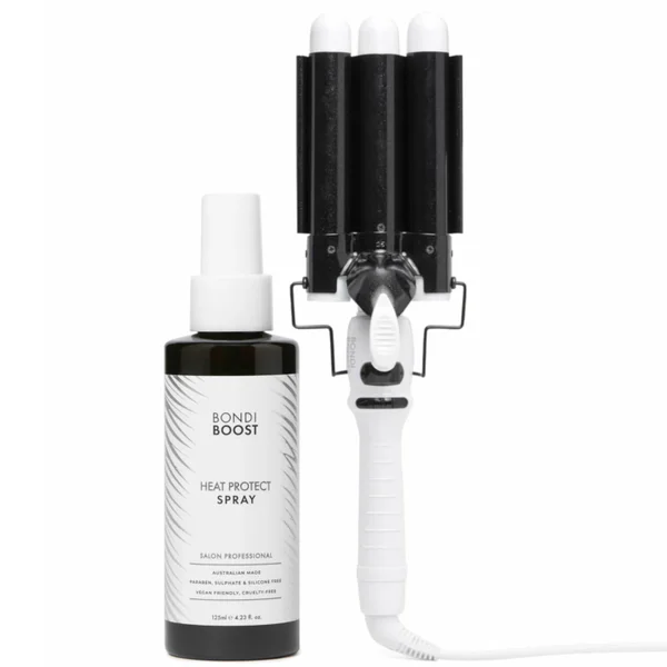 BondiBoost 32mm Wave Wand and Heat Protect Spray 125ml Bundle
