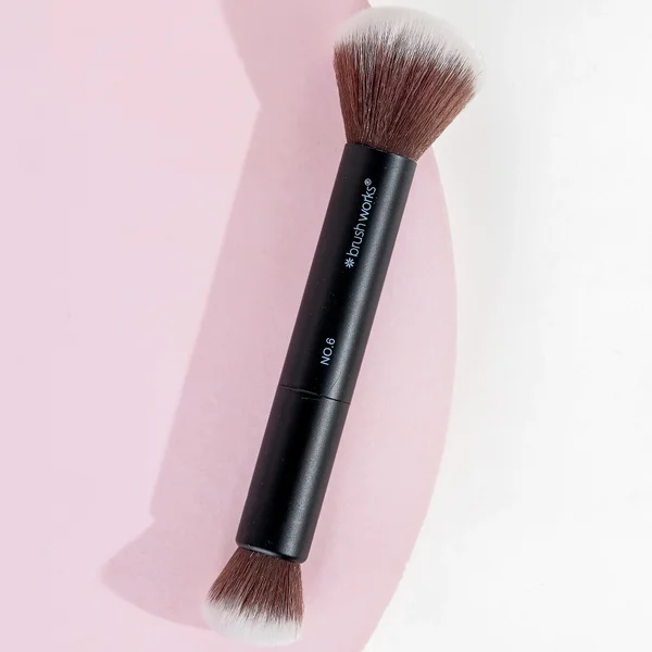Brushworks No. 6 Double Ended Powder And Buff Brush